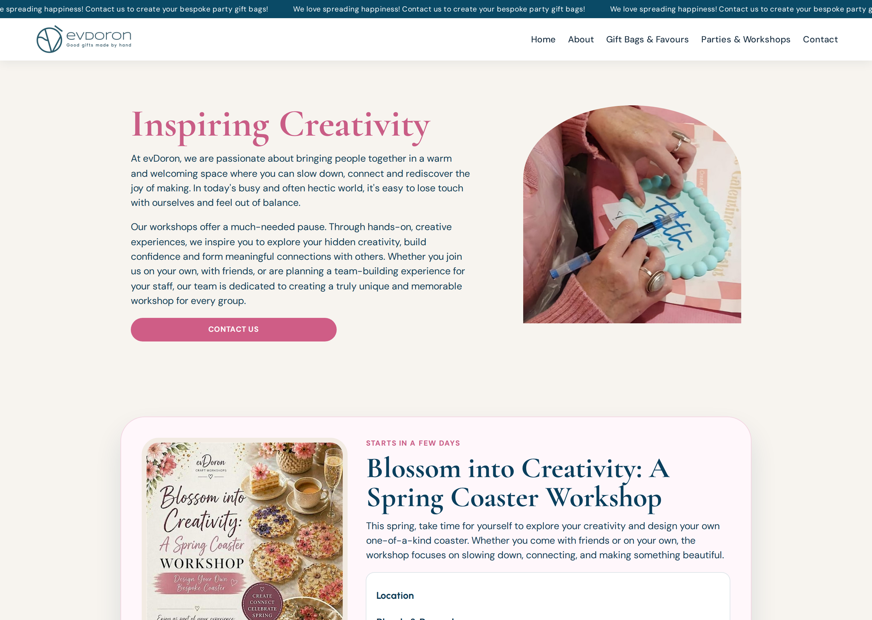 evDoron Creative Workshops & Party Favours Website gallery image