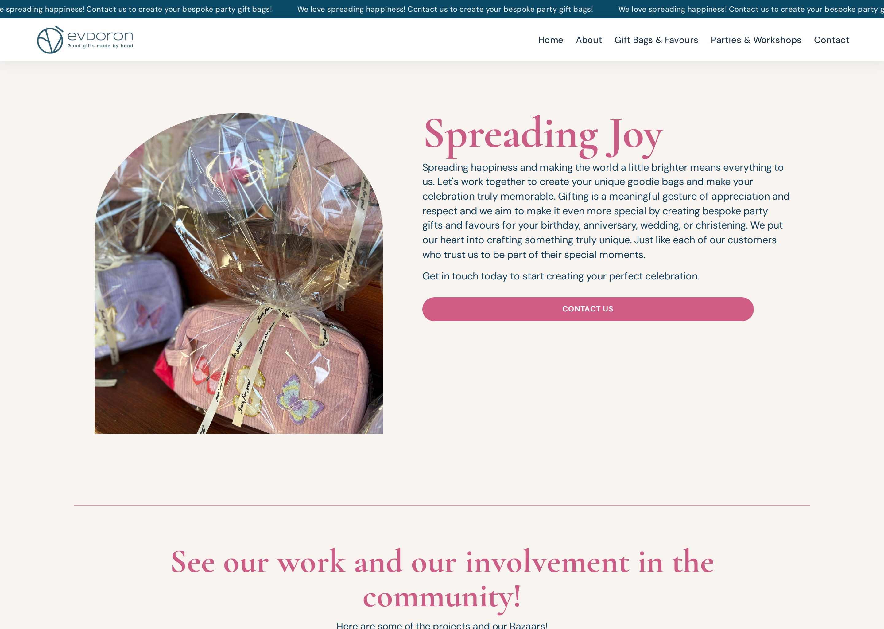 evDoron Creative Workshops & Party Favours Website gallery image