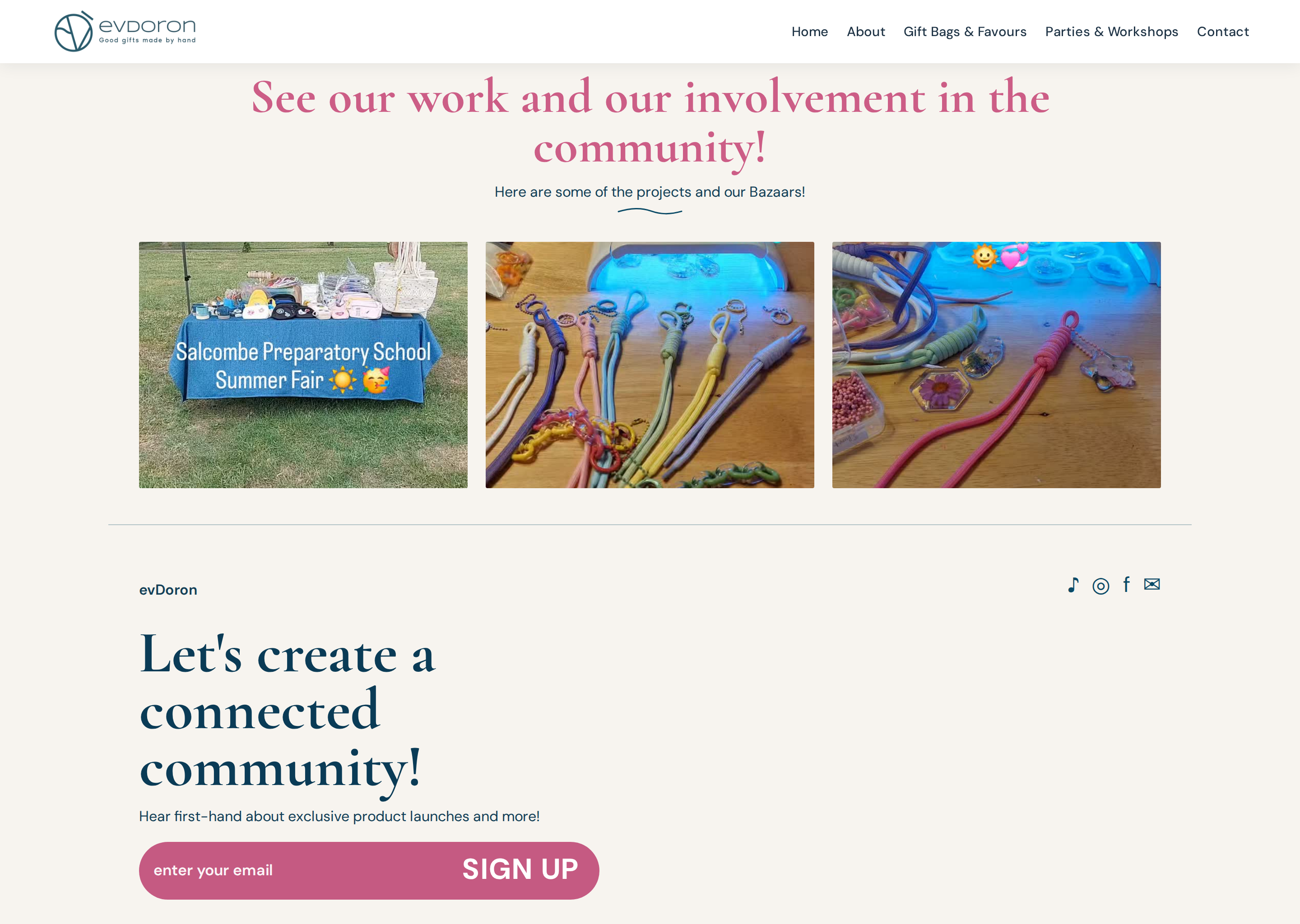 evDoron Creative Workshops & Party Favours Website gallery image