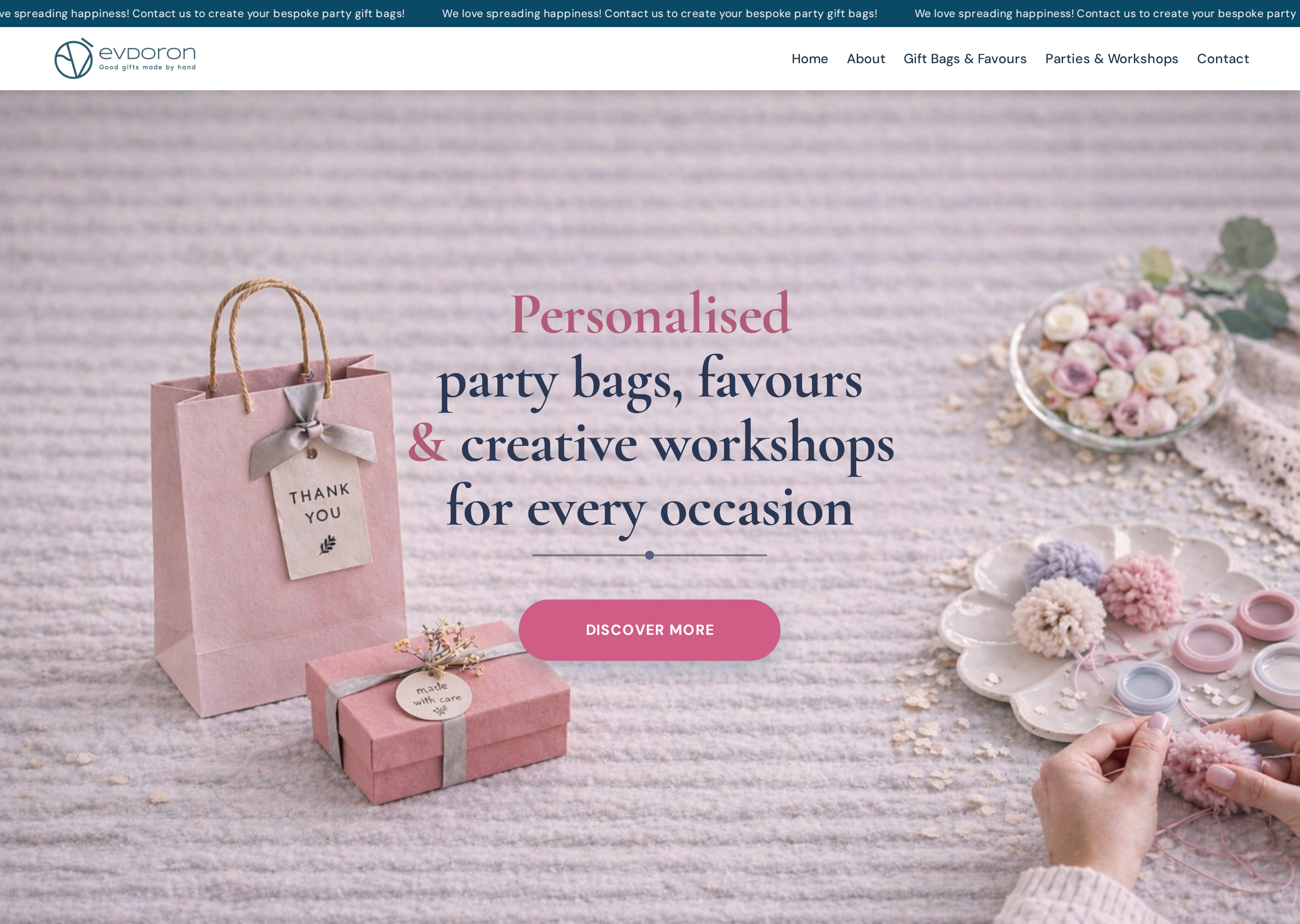 evDoron Creative Workshops & Party Favours Website